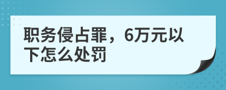 职务侵占罪，6万元以下怎么处罚