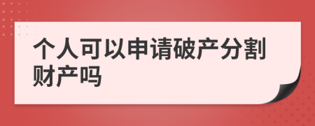 个人可以申请破产分割财产吗