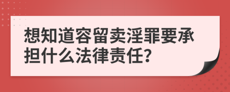 想知道容留卖淫罪要承担什么法律责任？