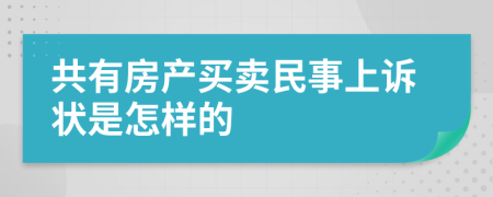 共有房产买卖民事上诉状是怎样的