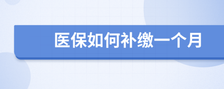 医保如何补缴一个月