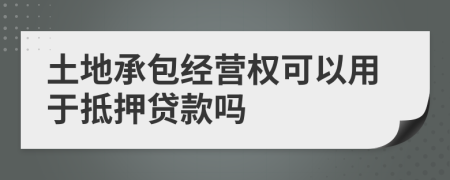 土地承包经营权可以用于抵押贷款吗