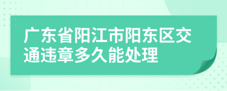 广东省阳江市阳东区交通违章多久能处理