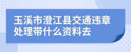 玉溪市澄江县交通违章处理带什么资料去