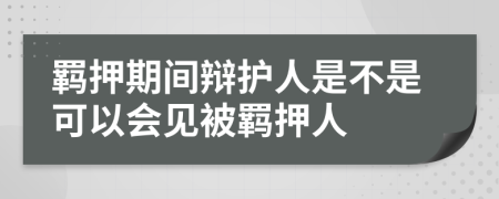 羁押期间辩护人是不是可以会见被羁押人