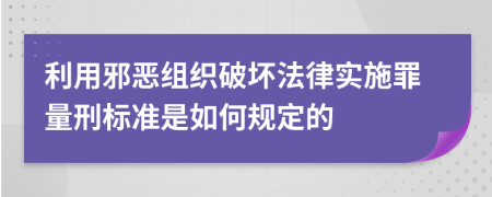 利用邪恶组织破坏法律实施罪量刑标准是如何规定的