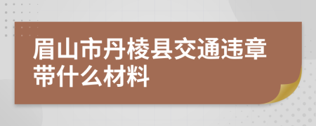 眉山市丹棱县交通违章带什么材料