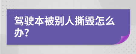 驾驶本被别人撕毁怎么办？