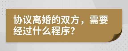 协议离婚的双方，需要经过什么程序？