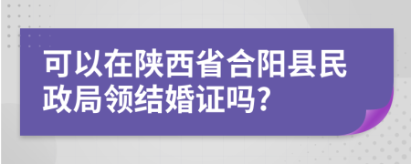 可以在陕西省合阳县民政局领结婚证吗?