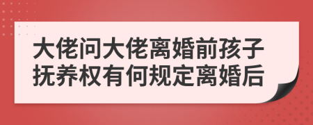 大佬问大佬离婚前孩子抚养权有何规定离婚后