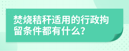 焚烧秸秆适用的行政拘留条件都有什么？