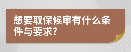 想要取保候审有什么条件与要求?