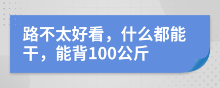 路不太好看，什么都能干，能背100公斤
