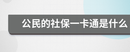 公民的社保一卡通是什么 