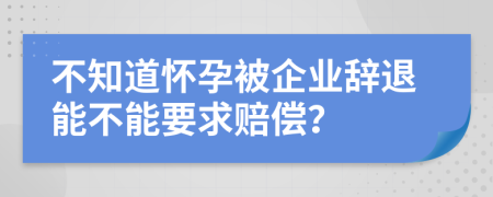 不知道怀孕被企业辞退能不能要求赔偿？