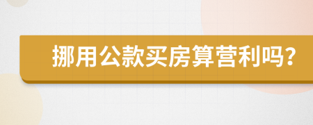 挪用公款买房算营利吗？