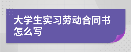 大学生实习劳动合同书怎么写