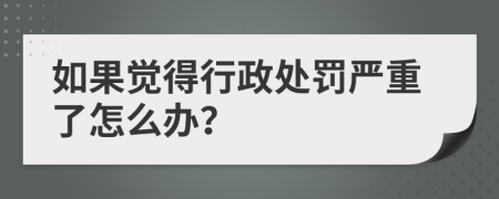 如果觉得行政处罚严重了怎么办？