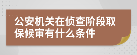 公安机关在侦查阶段取保候审有什么条件