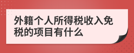 外籍个人所得税收入免税的项目有什么