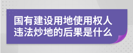 国有建设用地使用权人违法炒地的后果是什么