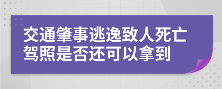 交通肇事逃逸致人死亡驾照是否还可以拿到