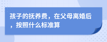 孩子的抚养费，在父母离婚后，按照什么标准算