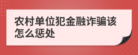 农村单位犯金融诈骗该怎么惩处