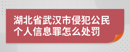 湖北省武汉市侵犯公民个人信息罪怎么处罚