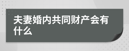 夫妻婚内共同财产会有什么