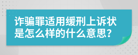 诈骗罪适用缓刑上诉状是怎么样的什么意思？