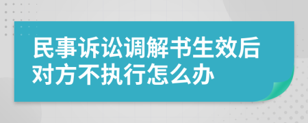 民事诉讼调解书生效后对方不执行怎么办