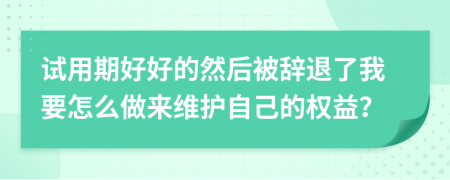 试用期好好的然后被辞退了我要怎么做来维护自己的权益？