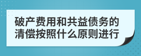 破产费用和共益债务的清偿按照什么原则进行