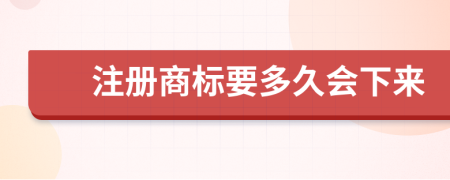 注册商标要多久会下来