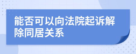 能否可以向法院起诉解除同居关系