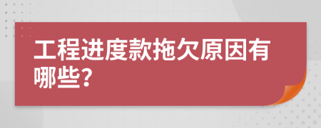 工程进度款拖欠原因有哪些？