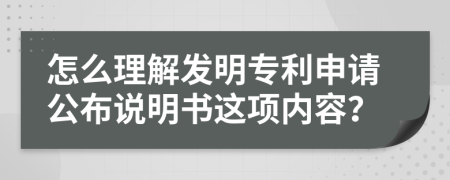 怎么理解发明专利申请公布说明书这项内容？