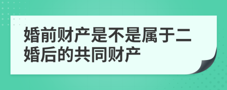 婚前财产是不是属于二婚后的共同财产