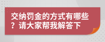 交纳罚金的方式有哪些？请大家帮我解答下