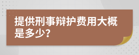 提供刑事辩护费用大概是多少？