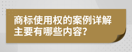 商标使用权的案例详解主要有哪些内容？