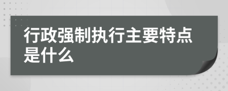 行政强制执行主要特点是什么