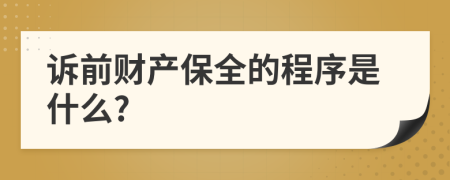 诉前财产保全的程序是什么?