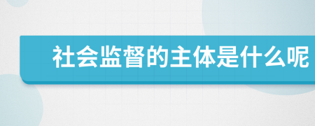 社会监督的主体是什么呢