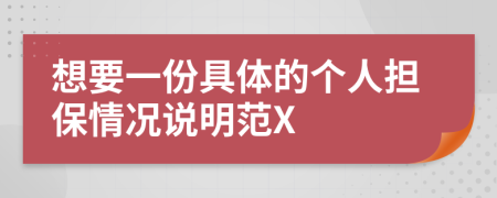 想要一份具体的个人担保情况说明范X