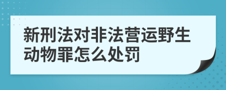 新刑法对非法营运野生动物罪怎么处罚