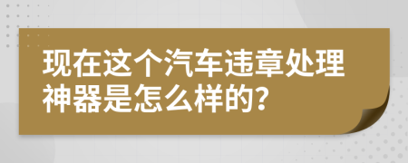 现在这个汽车违章处理神器是怎么样的？