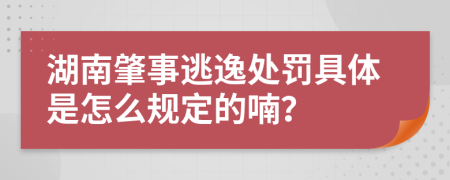 湖南肇事逃逸处罚具体是怎么规定的喃？